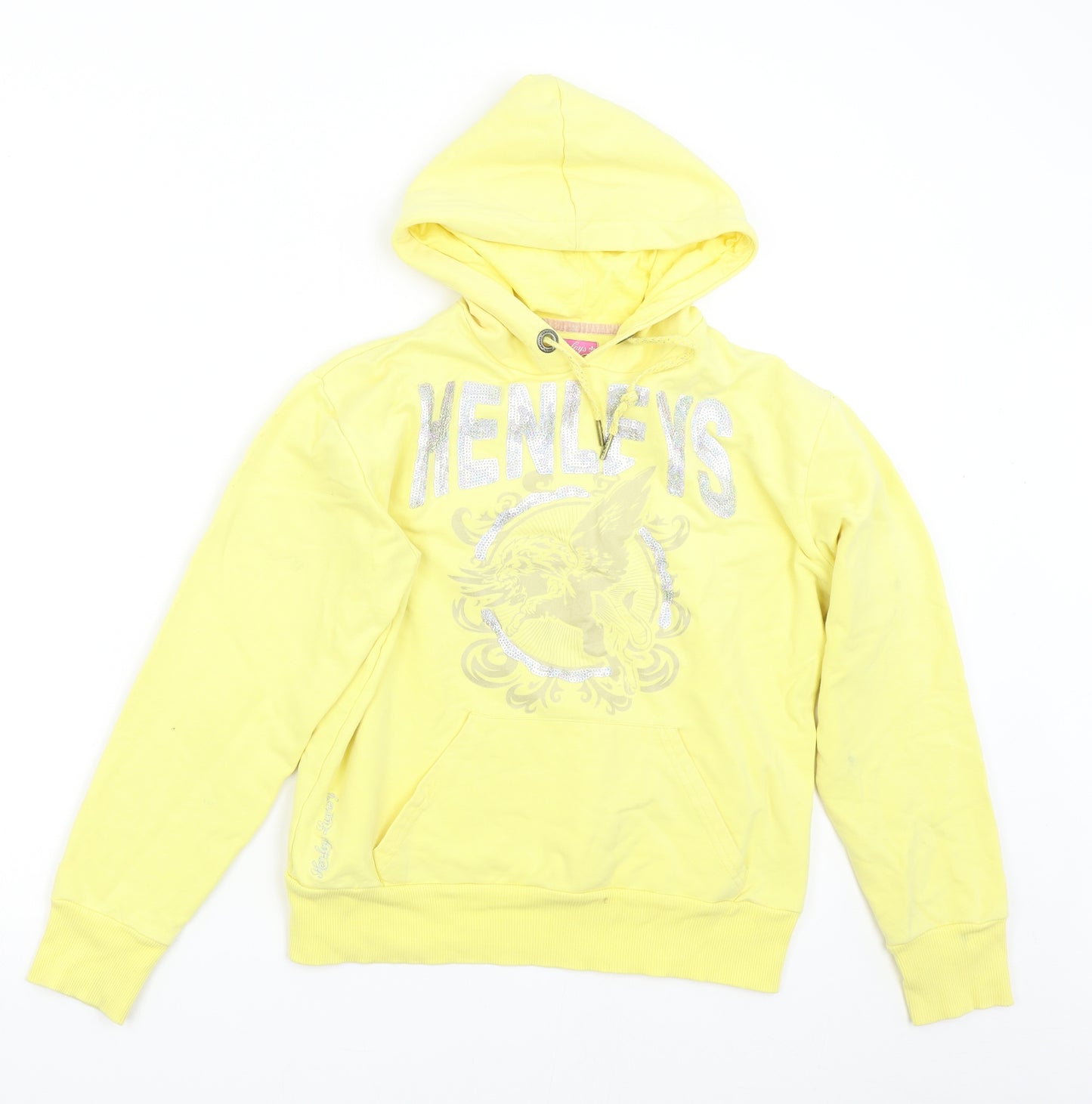 Henleys Womens Yellow   Pullover Hoodie Size S
