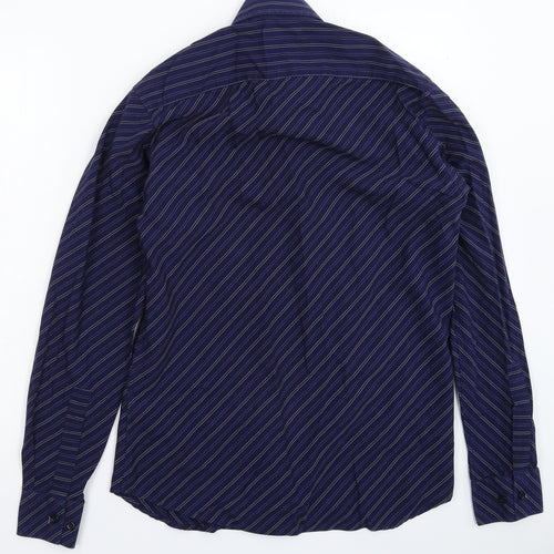 Burton Mens Blue Striped   Dress Shirt Size S