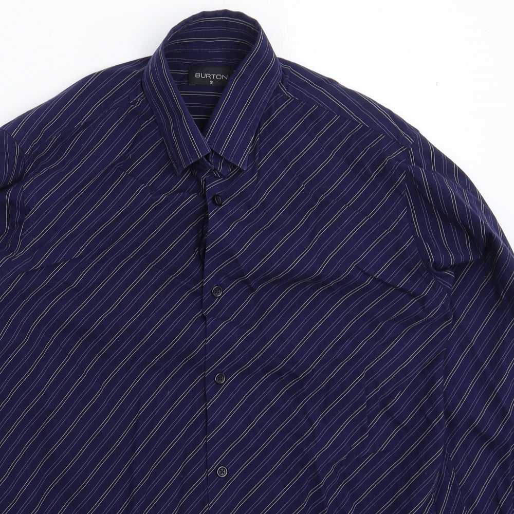 Burton Mens Blue Striped   Dress Shirt Size S