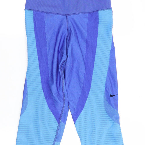 Dri-Fit Womens Blue Colourblock  Compression Leggings Size M L21 in - Cropped - Deep waist