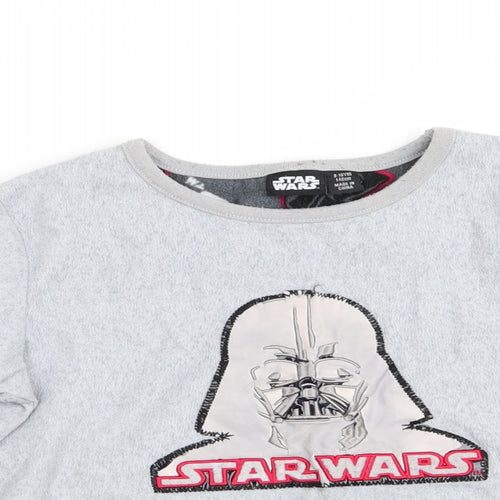 Star Wars by Primark Boys Grey Solid Fleece  Pyjama Top Size 9-10 Years  - Star Wars