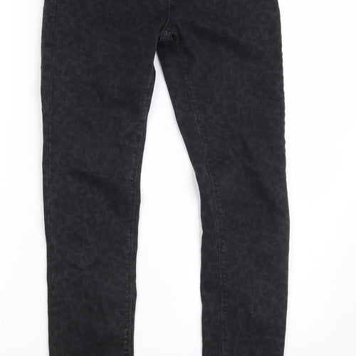 Buena Vista Womens Black Animal Print Denim Skinny Jeans Size 2XS L31 in