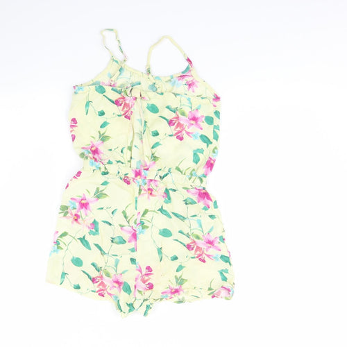 H&M Girls Yellow Floral  Playsuit One-Piece Size 11 Years