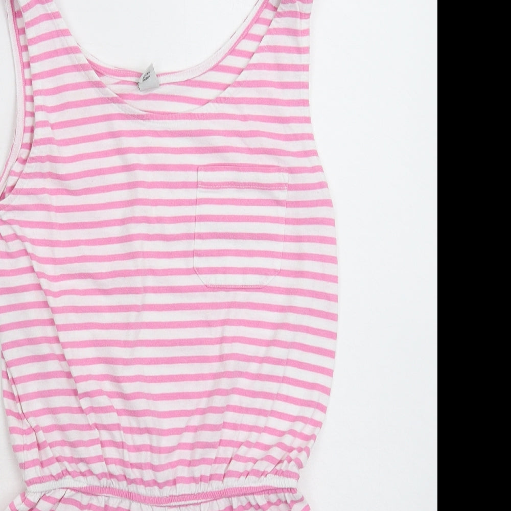 TU Girls Pink Striped  Jumpsuit One-Piece Size 12 Years