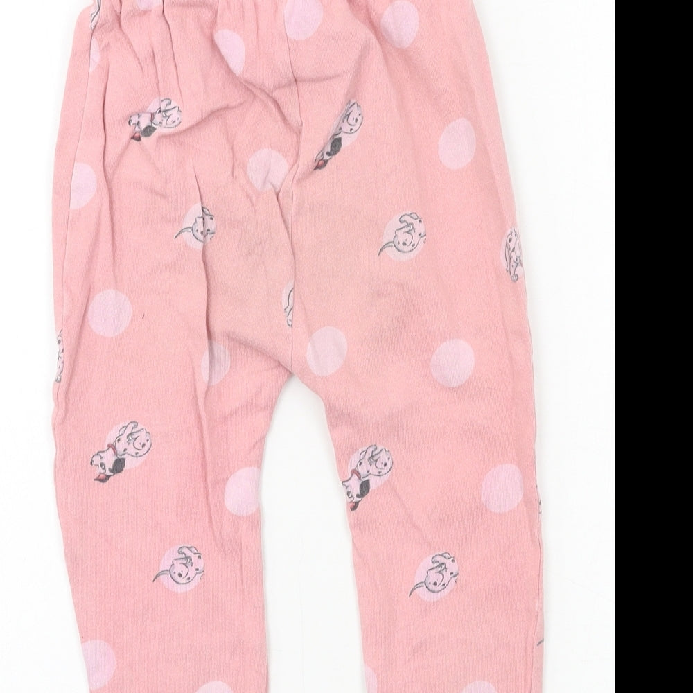 George Girls Pink Geometric Jersey Capri Pyjama Pants Size 2-3 Years  - 101 Dalmatians