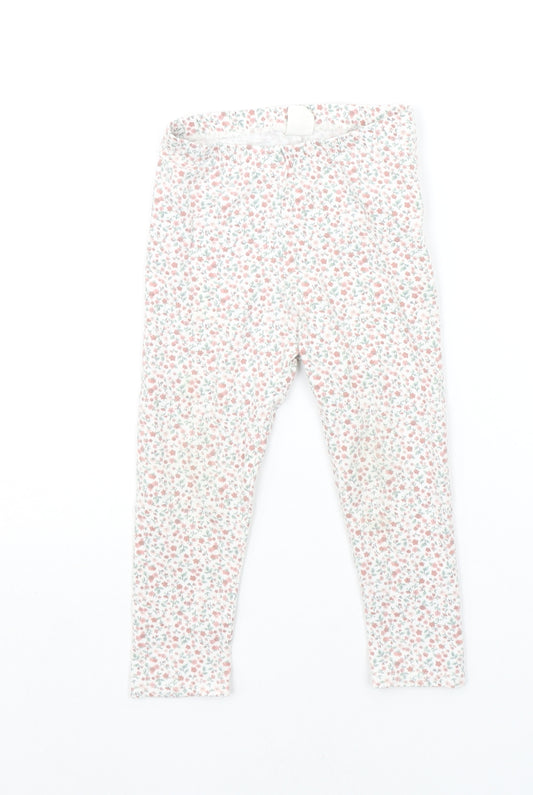 H&M Girls White Floral  Jegging Trousers Size 2-3 Years