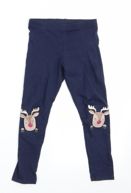 Florence and Fred Girls Blue Animal Print   Pyjama Pants Size 5-6 Years  - Rudolph logo on knees