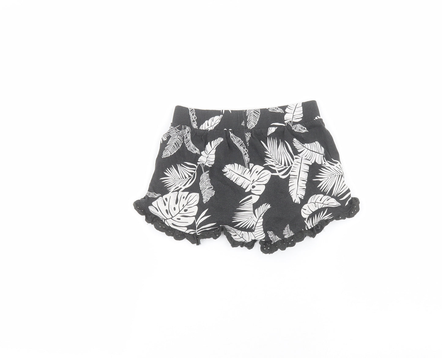TU Girls Black Floral  Hot Pants Shorts Size 6 Years