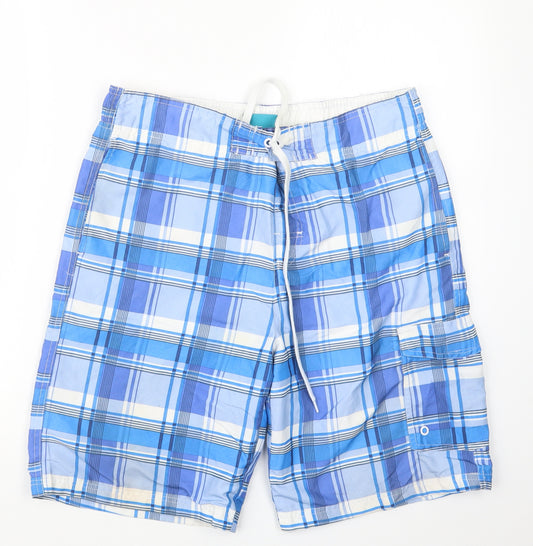 Cedar Wood State Mens Blue Check  Bermuda Shorts Size M - Swim Shorts