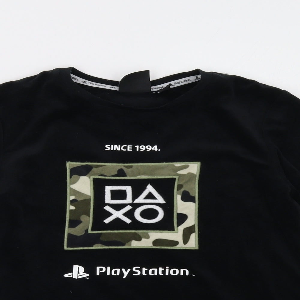 Primark Boys Black  Rayon  Pyjama Top Size 9-10 Years  - playstation