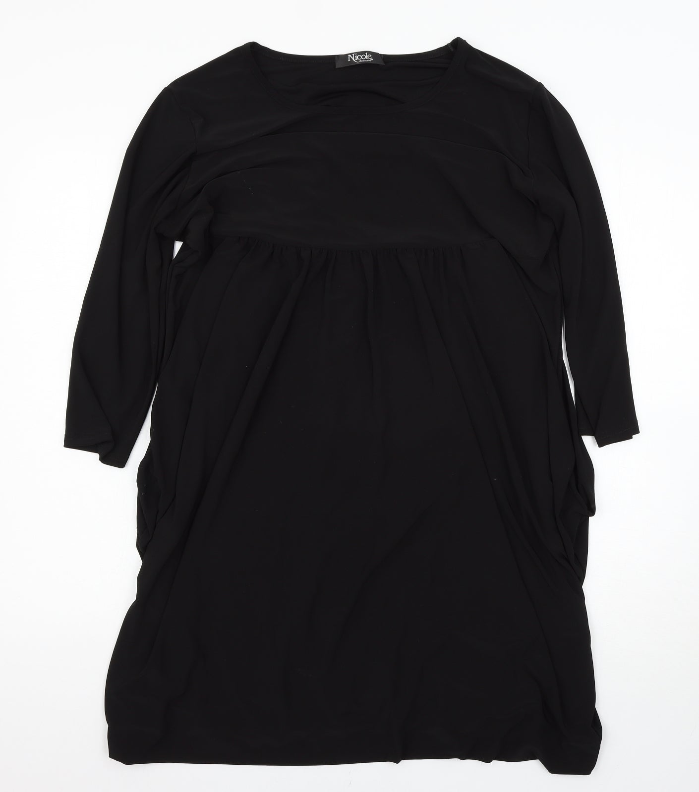 Nicole Womens Black Houndstooth  T-Shirt Dress  Size L