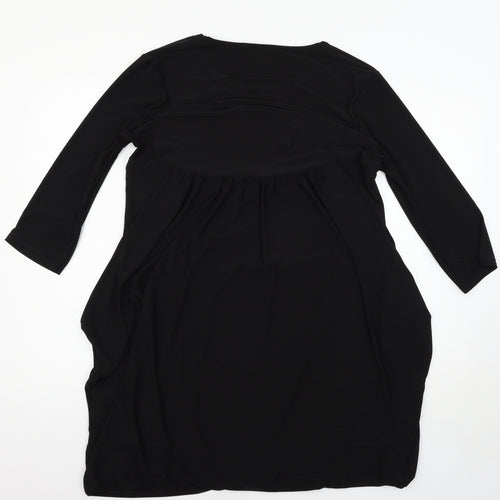 Nicole Womens Black Houndstooth  T-Shirt Dress  Size L