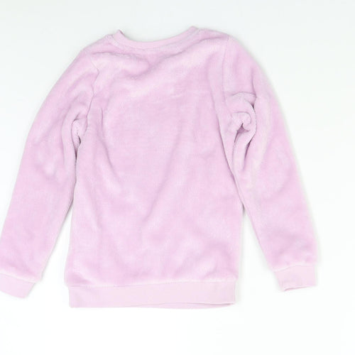 H&M Girls Pink Solid Fleece  Pyjama Top Size 7-8 Years  - Star