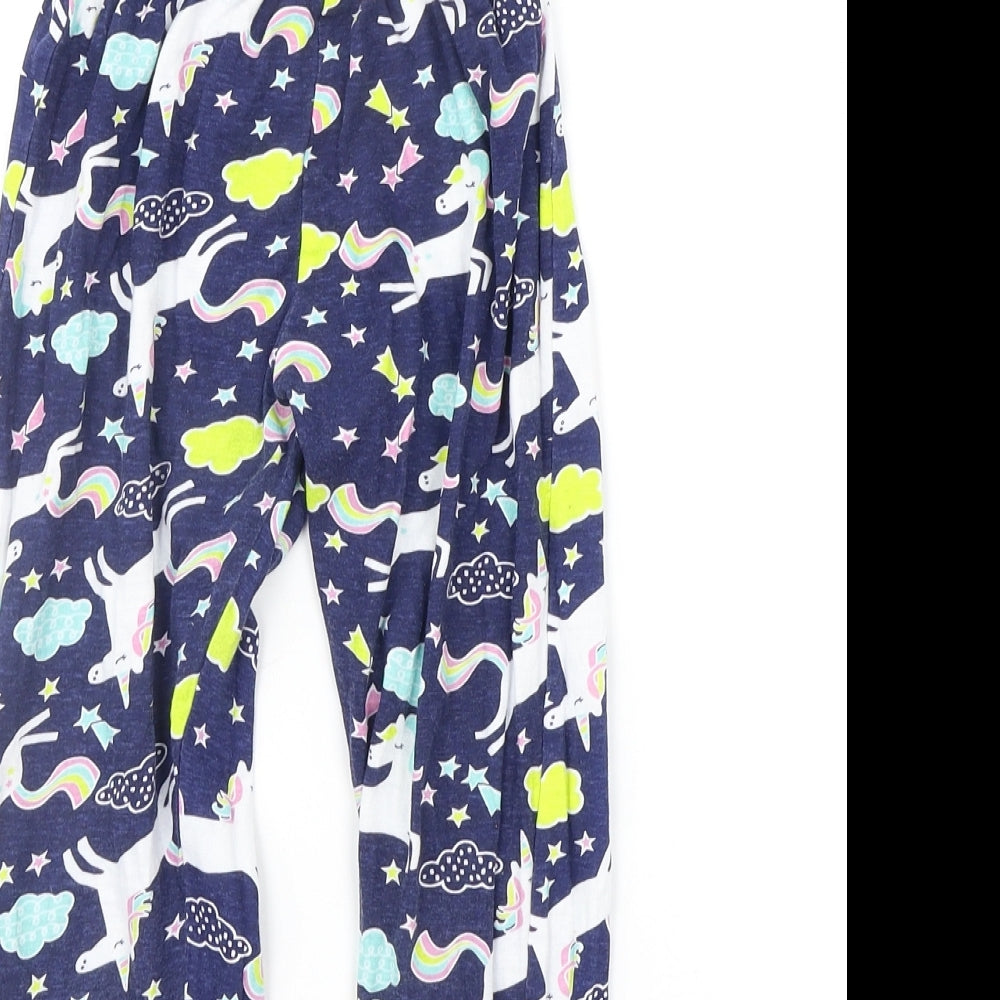 b&m Girls Blue Geometric  Top Pyjama Pants Size 8-9 Years