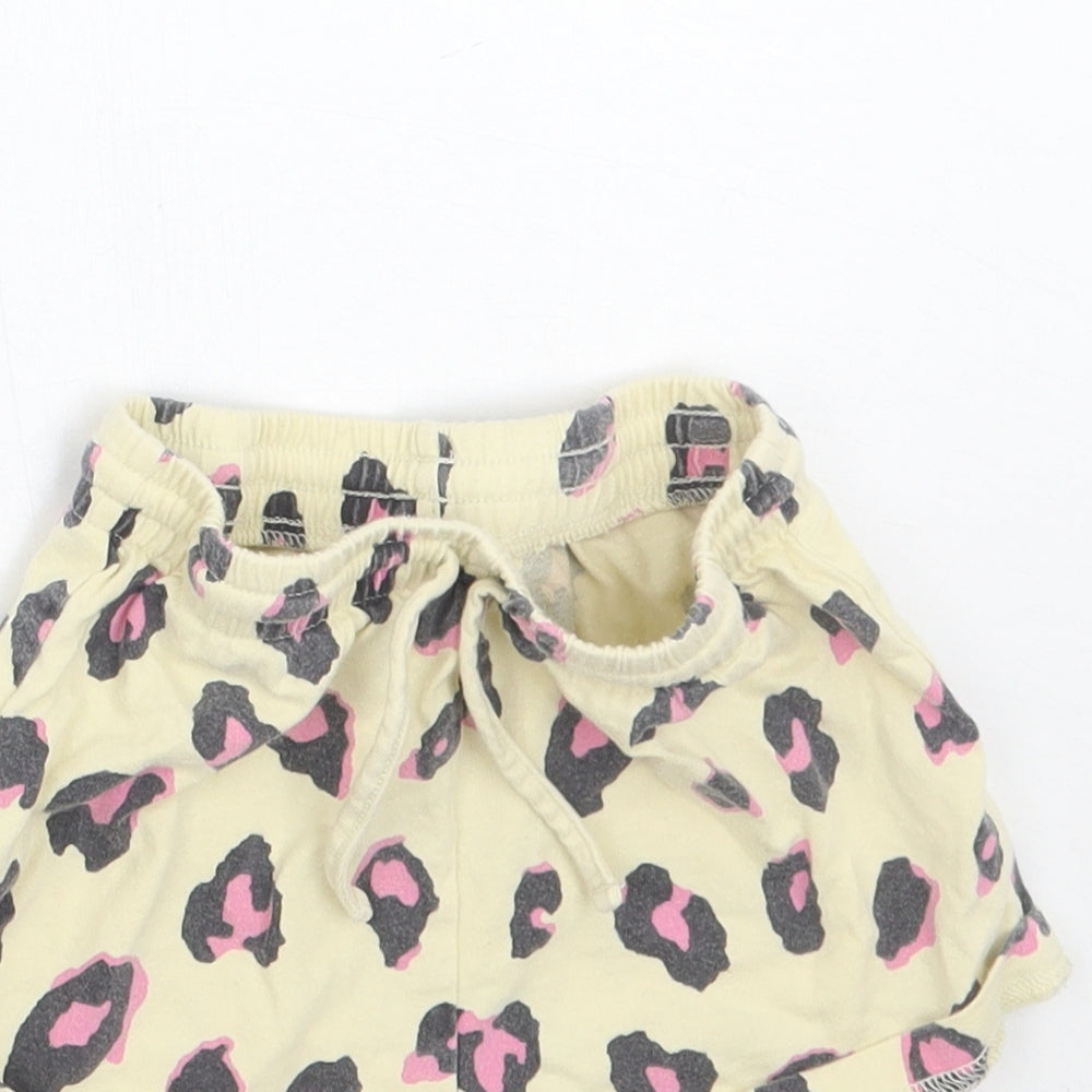 NEXT Girls Yellow Animal Print  Sweat Shorts Size 6 Years