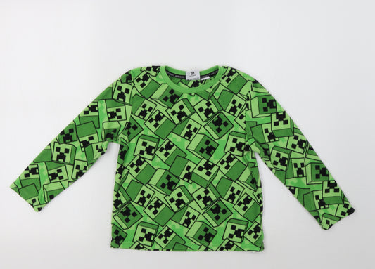 Primark Boys Green Geometric   Pyjama Top Size 5-6 Years  - Minecraft