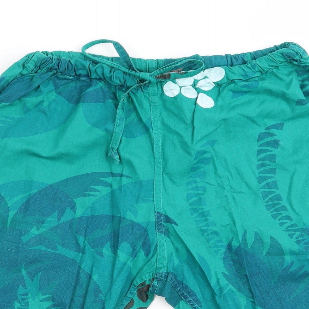 Hardcore Mens Green Floral  Bermuda Shorts Size S - Palm Tree Print