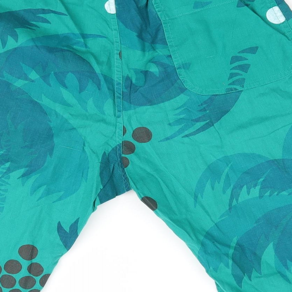 Hardcore Mens Green Floral  Bermuda Shorts Size S - Palm Tree Print