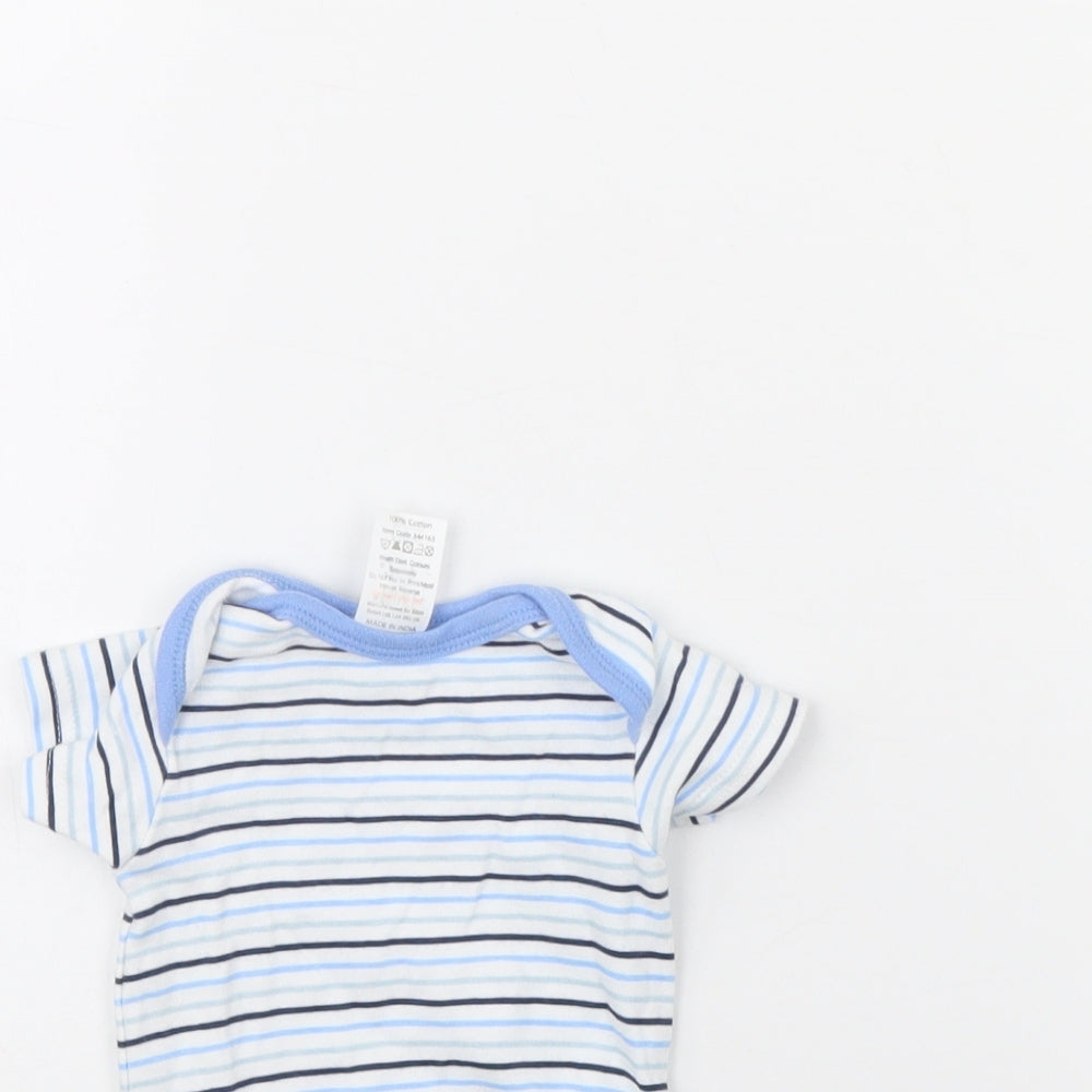 Preworn Baby White Striped  Babygrow One-Piece Size 0-3 Months  - Newborn