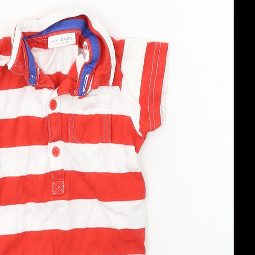 NEXT Boys Red Striped Jersey Babygrow One-Piece Size 0-3 Months