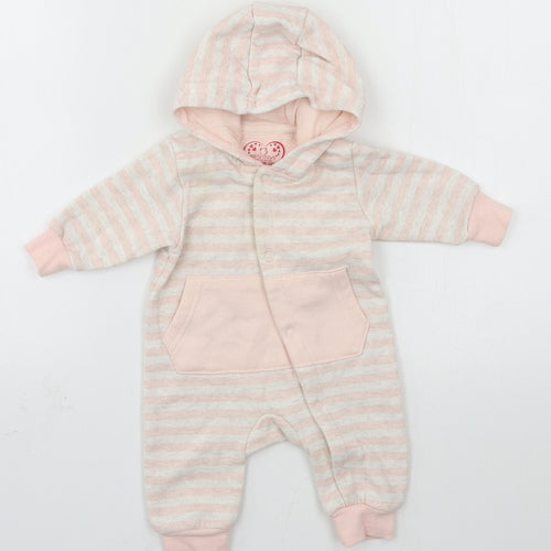 Earlydays Girls Pink Striped Jersey Babygrow One-Piece Size 0-3 Months