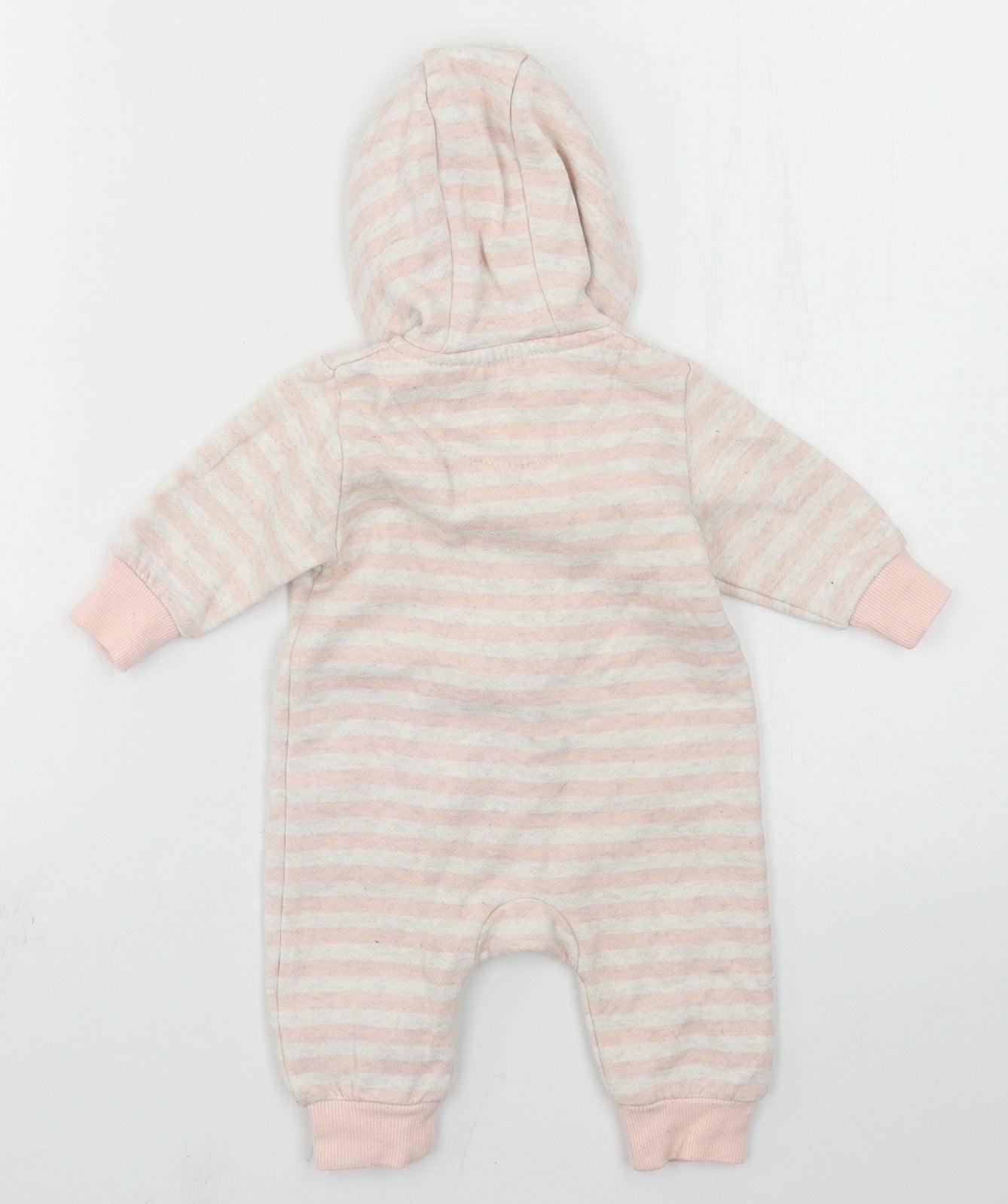 Earlydays Girls Pink Striped Jersey Babygrow One-Piece Size 0-3 Months