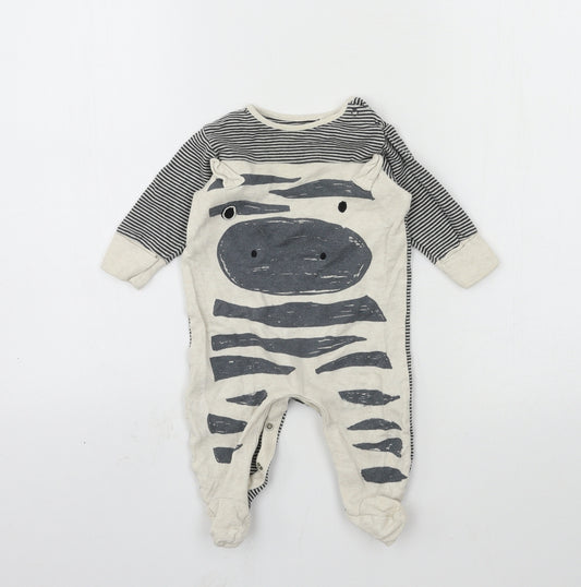 NEXT Boys Grey  Jersey Babygrow One-Piece Size 3-6 Months  - Zebra