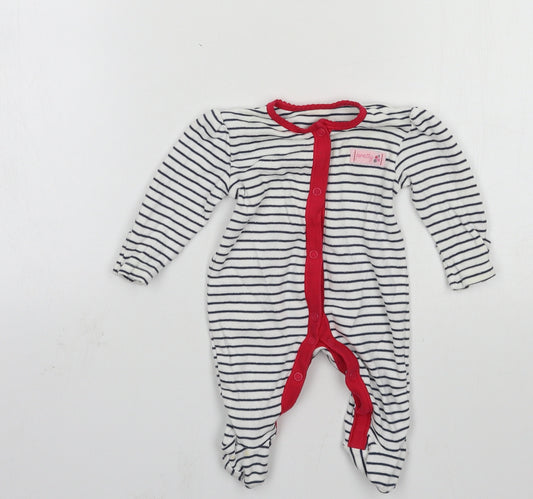 George Baby White Striped Jersey Babygrow One-Piece Size Newborn