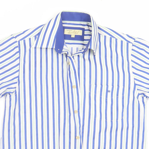 Drifter Mens Blue Striped   Dress Shirt Size S