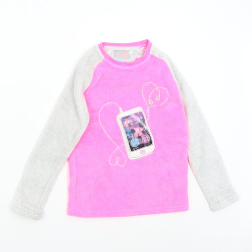 Primark Girls Pink Solid Fleece Top Pyjama Top Size 8-9 Years