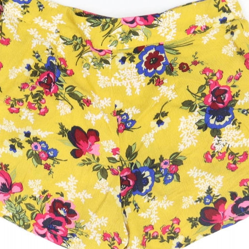 New Look Girls Yellow Floral  Sweat Shorts Size 10 Years