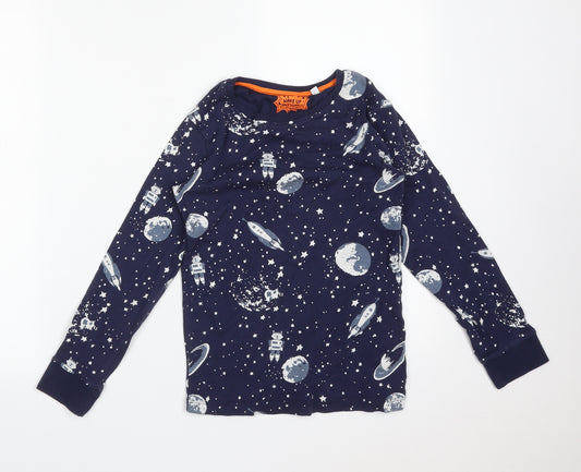 Blue Zoo Boys Blue Solid   Pyjama Top Size 11-12 Years  - SPACE ROCKETS