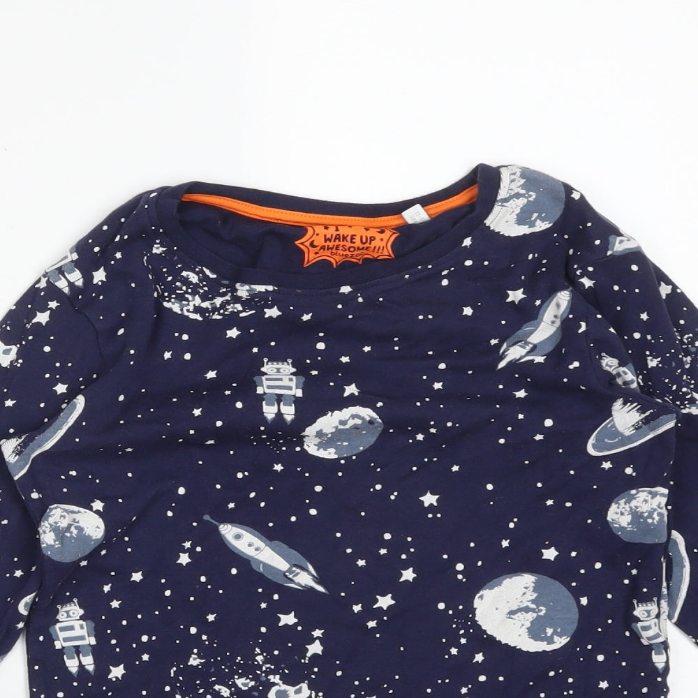 Blue Zoo Boys Blue Solid   Pyjama Top Size 11-12 Years  - SPACE ROCKETS