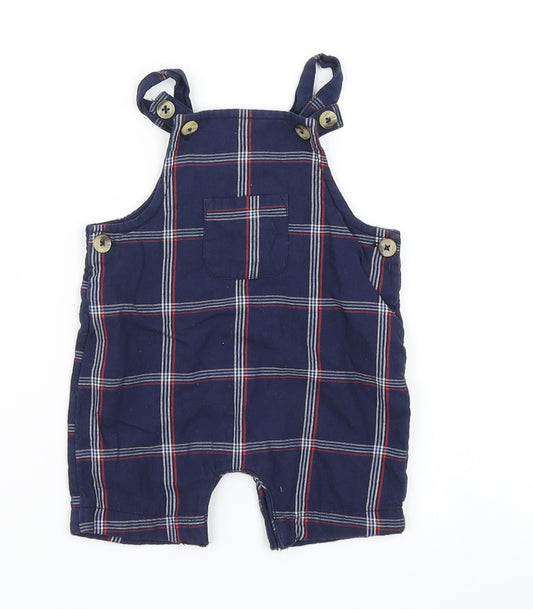 Little Nutmeg Boys Blue Check  Dungaree One-Piece Size 0-3 Months