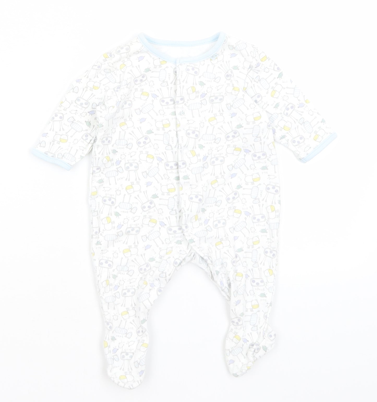 M&S Baby White   Babygrow One-Piece Size 0-3 Months  - Animals