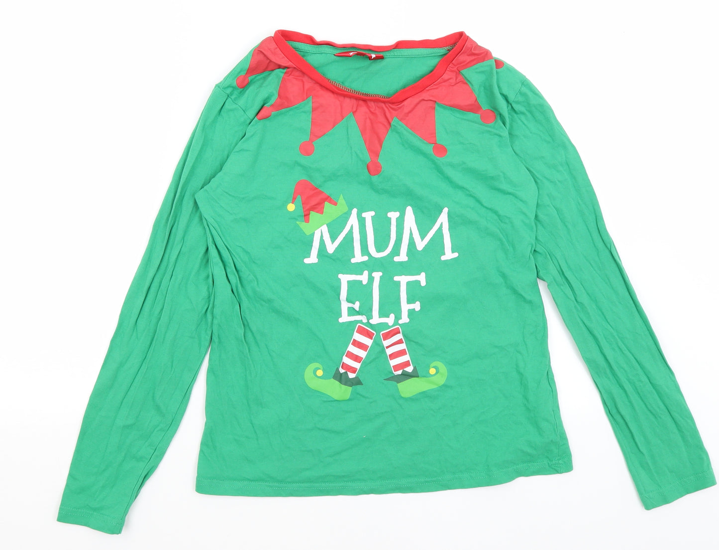Made By Elves Womens Green   Basic T-Shirt Size 12  - Mum Elf