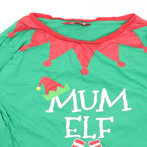 Made By Elves Womens Green   Basic T-Shirt Size 12  - Mum Elf