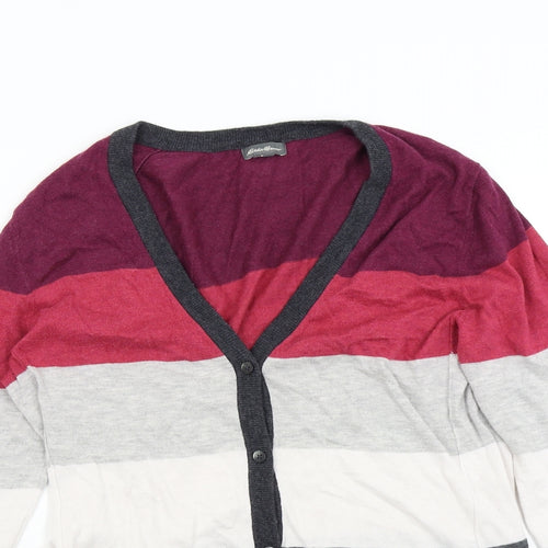 Eddie Bauer Womens Multicoloured Striped Knit Cardigan Jumper Size L