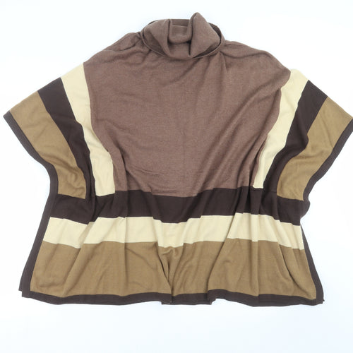 Cruz Womens Brown Striped Knit Cape Jumper Size M