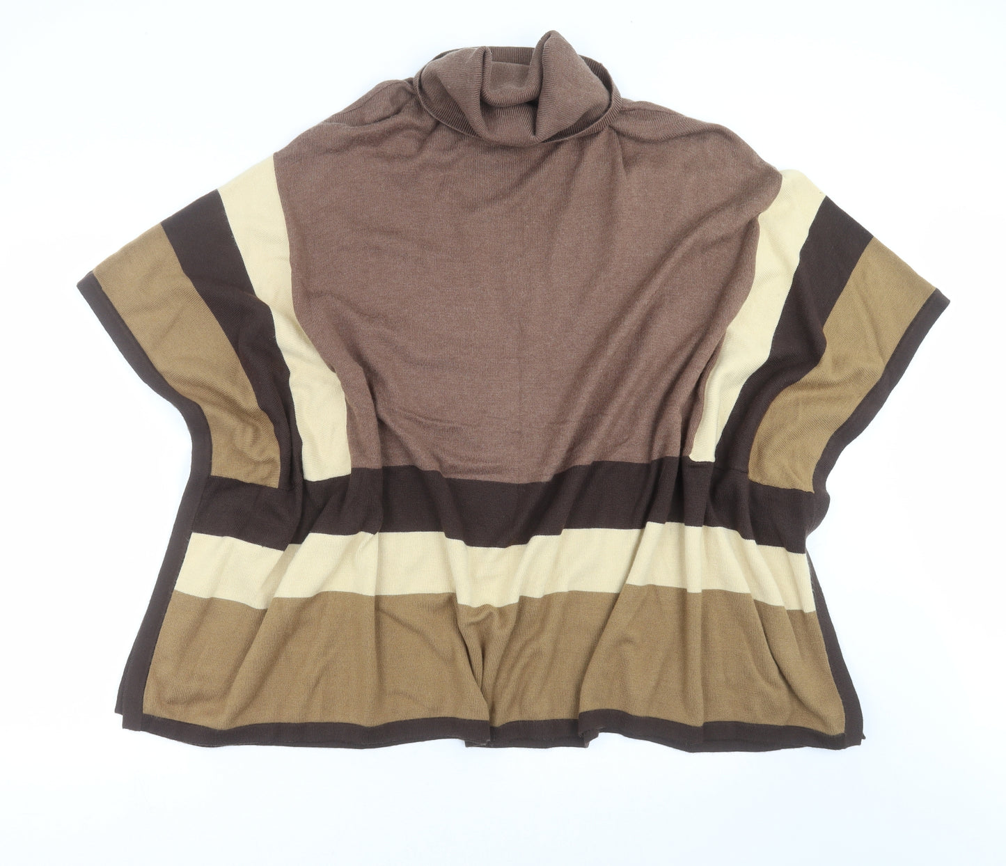 Cruz Womens Brown Striped Knit Cape Jumper Size M
