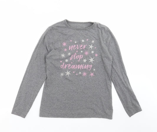 Primark Girls Grey Solid  Top Pyjama Top Size 12-13 Years  - Never Stop Dreaming