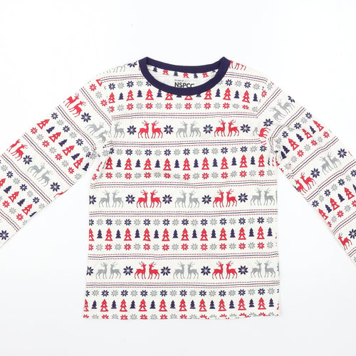NSPCC Boys Multicoloured Argyle/Diamond   Pyjama Top Size 9-10 Years  - Christmas pyjama top