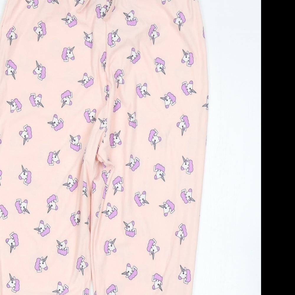 Primark Girls Pink Solid  Capri Pyjama Pants Size 11-12 Years  - Unicorns