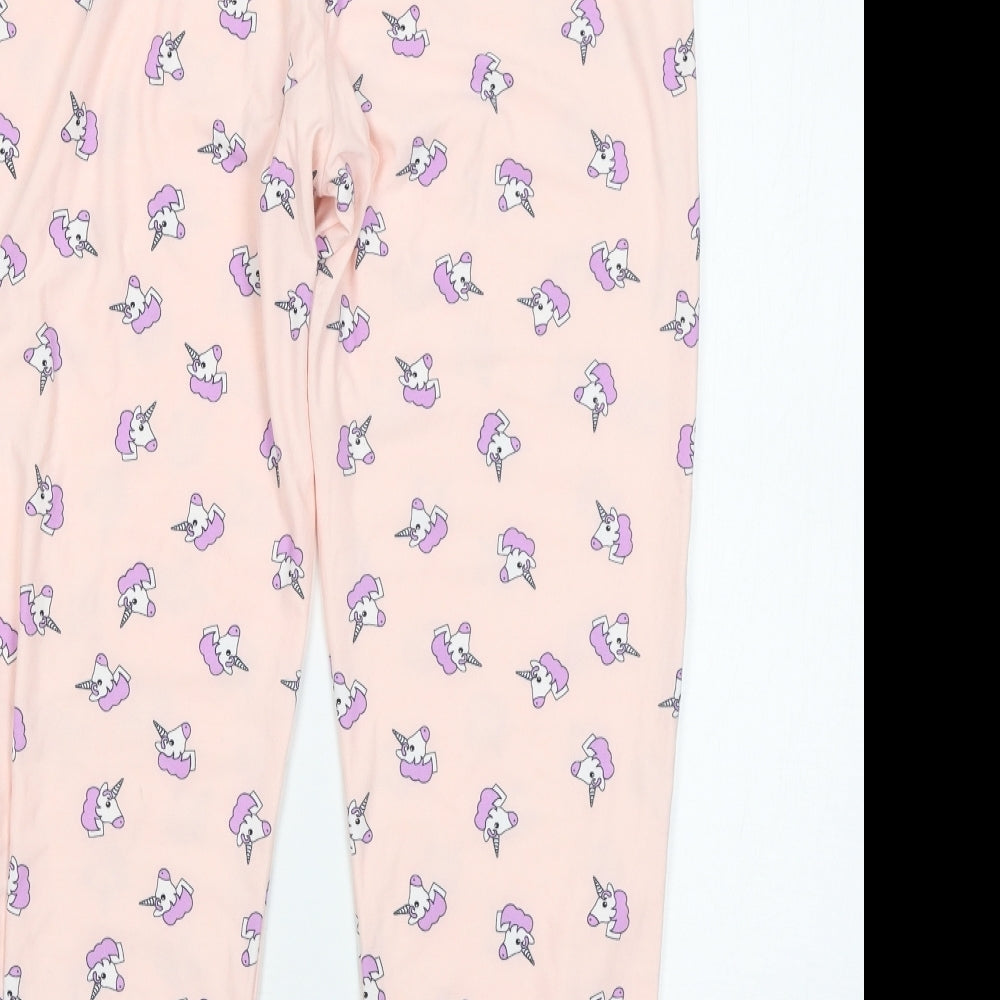 Primark Girls Pink Solid  Capri Pyjama Pants Size 11-12 Years  - Unicorns