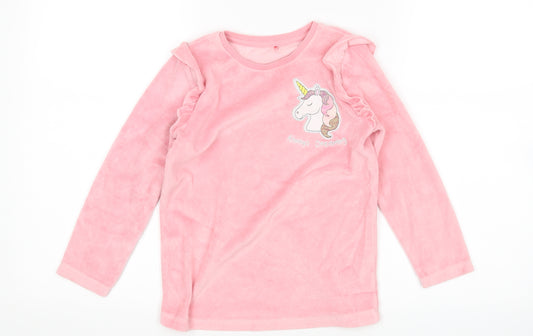 George Girls Pink   Top Pyjama Top Size 6-7 Years  - Unicorn