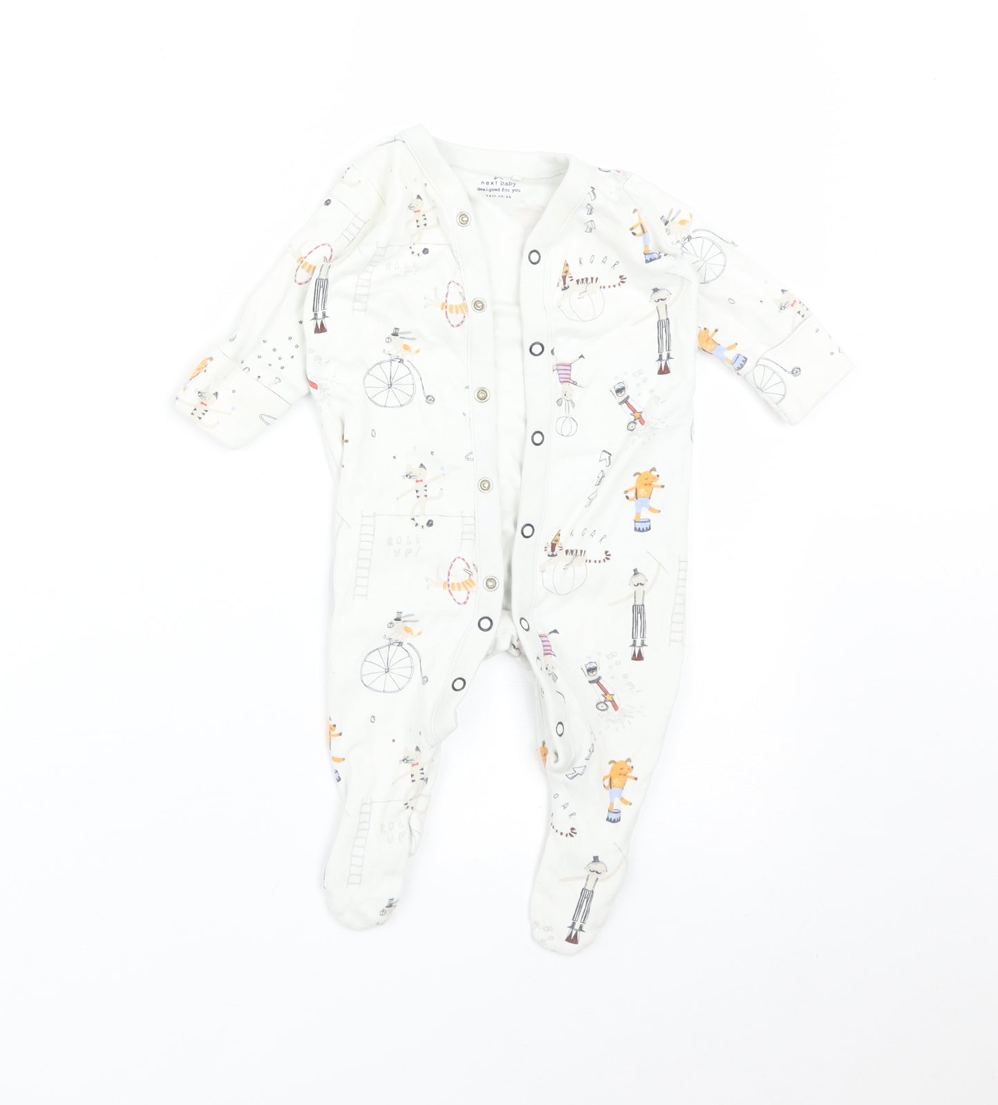 NEXT Baby White   Babygrow One-Piece Size 0-3 Months  - ANIMALS