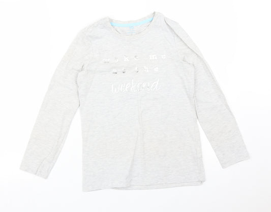 Primark Girls Grey Solid   Pyjama Top Size 11-12 Years  - WAKE ME UP AT THE WEEKEND