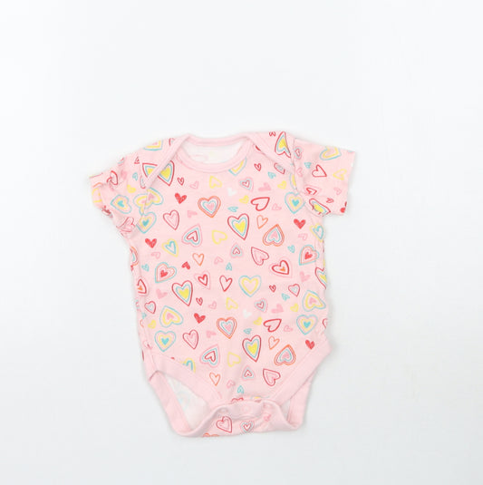 George Girls Pink   Babygrow One-Piece Size 6-9 Months  - Love Heart print