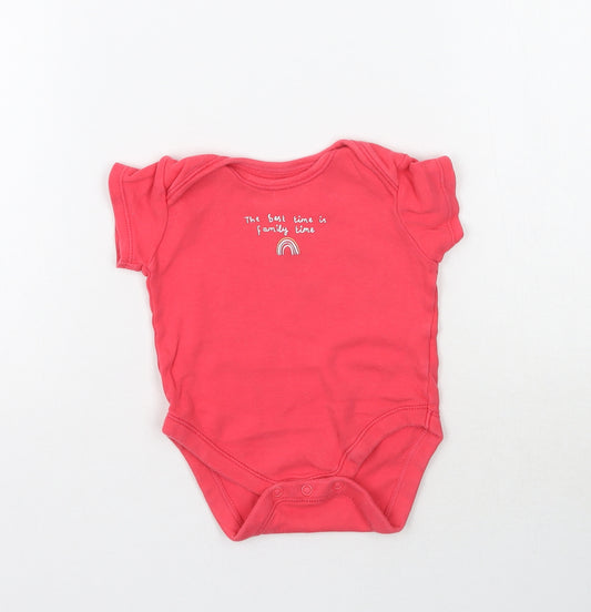 George Girls Pink   Babygrow One-Piece Size 6-9 Months  - The best time is family time Rainbow