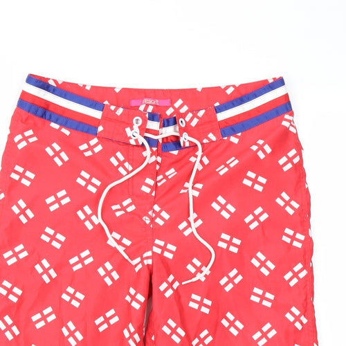 Resort Womens Red Geometric  Cut-Off Shorts Size 8